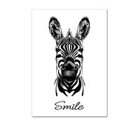 Adzif.biz Le sticker de decoration Poster Papier Zèbre Smile - Dimensions 13 x 18 cm - Papier Brillant Non Adhésif