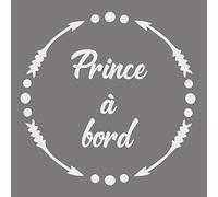 Adzif.biz Le sticker de decoration - Sticker Bébé à Bord Format Rond Prince à Bord - 150 x 150 mm (15 x 15 cm) - Blanc mat - Vinyle adhésif