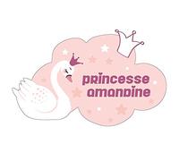 Adzif.biz Le sticker de decoration - Sticker De Porte Personnalisable Avec Le Prénom de Votre Enfant - Princesse - Dimensions 16.7 x 10.5 cm - Adhésif