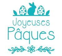 Adzif.biz Le sticker de decoration - Sticker Joyeuses Pâques pour Vitrine - Turquoise - Dimensions 50 x 55 cm / 500 x 550 mm