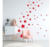 Adzif.biz Le sticker de decoration - Sticker Planche De Forme Enfant - Planche de 50 stickers - Brillant - Rouge - Etoiles - Masking Tape - Adhésifs