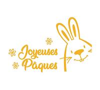 Adzif.biz Le sticker de decoration - Sticker Pour Vitrine Joyeuses Pâques - Dimensions 40 x 26,5 cm / 400 x 265 mm de Couleur Orange melon