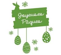 Adzif.biz Le sticker de decoration, Sticker Vitrine Joyeuses Pâques, Dimensions 50 x 59 cm (500 x 590 mm), Vert