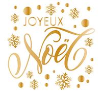 Adzif.biz Le sticker de decoration - Sticker Vitrine Joyeux Noel Rond - Dimensions 58 x 58 cm - Coloris Blanc Mat - Autocollant Vitrine