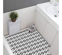 Adzif.biz Le sticker de decoration - Stickers pour Carreau Sol - Carrelage adhesif Sol - Salle de Bains et Cuisine - Design: CASTEL BLACK - 30x30 cm