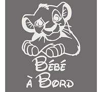 Adzif.biz - Sticker Bébé à Bord Simba - Blanc mat - Vinyle adhésif - 190 x | Vinyle adhésif, 190 x 130 mm - 0,1 mm, Blanc, décoration ou marquage sur surface lisse