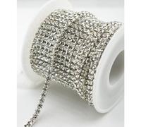 AEAOA 10 Yard Cristal Strass Chaîne Fermée Garniture Transparente Couture Artisanat Couleur Argent (3mm)