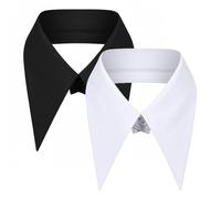 Aeaocvo Lot de 2 faux cols pour femme, blancs et noirs amovibles pour robes, chemisiers et pulls, col polyvalent pour demi-chemise, faux revers