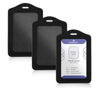Aeaocvo Lot de 3 porte-badges noirs - En cuir synthétique noir - Pour carte d'identité, carte d'identité, carte d'étudiant, bureau