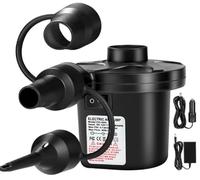 AearKing Pompe à Air Électrique, Gonfleur Electrique avec 3 Buses, 2 en 1 Pompe Gonfleur et Dégonfleur Rapide AC 110V-240V/DC 12V 50W, Pompe Électrique pour Matelas Gonflable, Piscine Gonflable