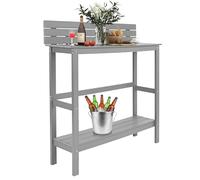 AeasyG HIPS Table de bar, d'extérieur, pour toutes saisons, hauteur de comptoir, 47", avec façade réversible, table carrée avec armoire de rangement pour jardin, jacuzzi, cour, balcon, côté piscine