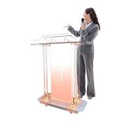 AeasyG Podium - Pupitre d'église en forme de croix creuse - En acrylique - Avec roulettes et plateforme de lecture verticale - 100 cm - Transparent - Pour églises, salles de classe et mariages