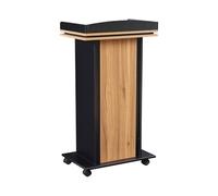 AeasyG Podium - Pupitre en bois avec roulettes - Avec espace de rangement - Support pour microphone - Panneau de particules de 15 mm - Pour restaurants, églises, séminaires et écoles