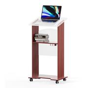 AeasyG Support de podium, pupitre, portable, en acrylique et contreplaqué de 15 mm, avec étagère et porte-tasse, support mobile pour séminaires et écoles, petit format