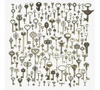 AebDerp Lot de 130 clés vintage en bronze pour décoration de pendentifs DIY, cadeaux de fabrication de bijoux, steampunk et décoration de Noël