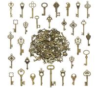 AebDerp Vintage Squelette coration Mariage : 125 Pièces Mixed Petit Rétro Bronze Pendentif Bricolage Kit pour DIY Collier Bijoux Charms Porte-clés Fête Anniversaire Anciens Accessoires, Mixed