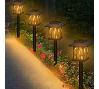 AebeChun Lampe Solaire Exterieur Jardin, 6 Pièces Vintage Lampadaire Solaire Exterieur avec Blanc Chaud, IP65 Étanche Automatique Rechargeable Pour Chemins, Pelouse, Patio, Allée