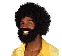 Boland Perruque de déguisement Rufus PE768 avec barbe et moustaches noires – Taille unique