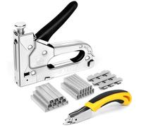 AECCN 3-en-1 Agrafeuse Bois pour le et le Mobilier, Décoration, Argent | 2100 Agrafes et 1 Dégrafeuse, en Acier Inoxydable Résistant à la rouille, Puissants et Durables, Conception Ergonomique