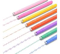 AECHY Lot de 8 stylos incurvés colorés pour prise de notes, stylos à double pointe avec 8 formes de courbes différentes et 8 couleurs de lignes fines, surligneurs incurvés pour enfants