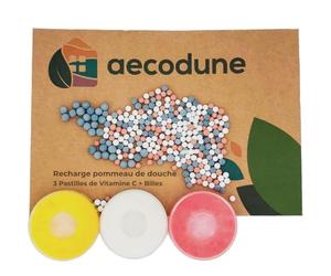 Aecodune Premium Vitamin C Shower Head Refill - Filtre pour eau dure et chlore - Spa à domicile - Kit adoucissant - Boules de douche à ions négatifs - Blocs aromatiques citron, rose et jasmin