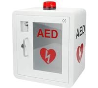 AED Armoire Défibrillateur Boîte de Rangement Murale avec Lumière et Alarme pour Défibrillation Cardiaque dans les Bureaux Maison de Retraite Espace Public