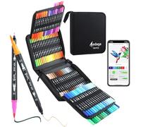 AEDAGA 100 Numérotés Feutres Coloriage Adulte avec App, Feutre Aquarelle Double Pointe (Pinceau & Extra Fine) pour Adultes, Feutres Coloriage Stylos pour Journal Bullet, Dessin, Mandala