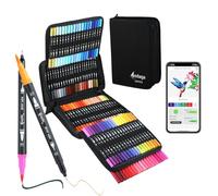 AEDAGA 120 Numérotés Feutres Coloriage Adulte avec App, Feutre Aquarelle Double Pointe (Pinceau & Extra Fine) pour Adultes et Enfants, Feutres Coloriage Stylos pour Journal Bullet, Dessin, Mandala