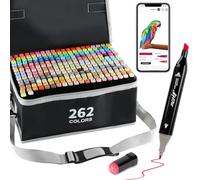 AEDAGA 262 Couleurs Feutre a Alcool avec App, Marqueurs à Doubles Pointes | Biseautée + Fine | Non Toxique | Séchage Rapide | Mélangeable | Twinmarkers Coloriage Adulte pour Peinture, Croquis, Dessin