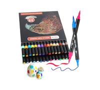 AEDAGA 30 Couleurs Feutre Acrylique, Acrylic Marker Double Pointe avec Pinceau et Pointe Fine pour Enfants et Adultes, Marqueur Acrylique pour Bois, Toile, Pierre, Verre, Céramique