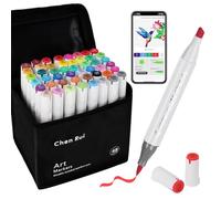 AEDAGA 48 Couleurs Feutre a Alcool avec App Gratuite, Feutres Coloriage à Doubles Pointes (Pinceau et Biseautée) pour Adultes, Marqueur à Alcool pour Peinture, Croquis et Dessin