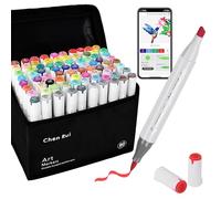 AEDAGA 80 Couleurs Feutre a Alcool avec App Gratuite, Feutres Coloriage à Doubles Pointes (Pinceau et Biseautée) pour Adultes et Enfants, Marqueur à Alcool pour Peinture, Croquis et Dessin