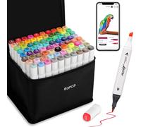 AEDAGA 80 Couleurs Feutre a Alcool avec App, Marqueurs à Doubles Pointes | Biseautée + Fine | Non Toxique | Séchage Rapide | Mélangeable | Twinmarkers Coloriage Adulte pour Peinture, Croquis, Dessin