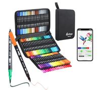 AEDAGA 80 Numérotés Feutres Coloriage Adulte avec App, Feutre Aquarelle Double Pointe (Pinceau & Extra Fine) pour Adultes et Enfants, Feutres Coloriage Stylos pour Journal Bullet, Dessin, Mandala