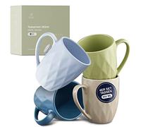 AEDEL® Design - 4 tasses à café [4x350ml] | 4 mugs en céramique de 4 couleurs - idéal pour votre cuisine | Service de tasses à café moderne & unique | Service de tasses à thé fait main - grande tasse