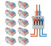 AEDIKO Lot de 10 connecteurs de fils à levier 2 entrées 4 sorties - Connecteur de câble compact pour câble de câblage rapide 28-12 AWG, 28-14 AWG