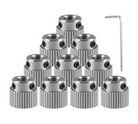 AEDIKO Lot de 10 engrenages d'extrudeuse MK7/MK8 à 36 dents, alésage de 5 mm, engrenage d'entraînement 36T en laiton avec clé de 1,5 mm, compatible avec les pièces d'imprimante 3D
