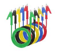 AEDIKO Lot de 5 pinces crocodiles - Câbles de test à double extrémité 15 A - Avec isolateurs - Pinces en cuivre - Pour tests électriques - 5 couleurs - 1 m