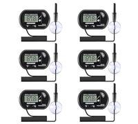 AEDIKO Lot de 6 thermomètres numériques LCD pour aquarium avec sonde de capteur résistant à l'eau et ventouse pour incubateurs de tortues terrariums