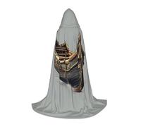 aeegda Cape à capuche unisexe avec imprimé bateaux vikings pour cosplay, festival, carnaval, gothique, magicien