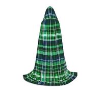 aeegda Cape à capuche unisexe avec imprimé tartan écossais bleu et vert pour cosplay, festival, carnaval, gothique, magicien