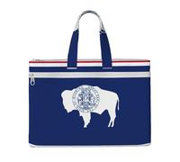 aeegda Sac fourre-tout en toile avec drapeau de l'État du Wyoming pour documents, fournitures de bureau, réunions d'affaires, week-end, escapade