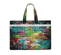aeegda Sac fourre-tout en toile avec impression murale de briques colorées pour documents, fournitures de bureau, réunions d'affaires, w nd, escapade