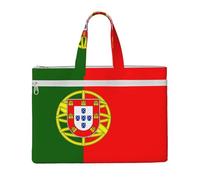 aeegda Sac fourre-tout en toile avec imprimé drapeau portugais pour documents, fournitures de bureau, réunions d'affaires, week-end, escapade