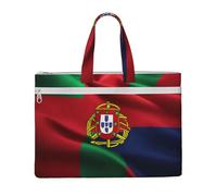 aeegda Sac fourre-tout en toile avec imprimé drapeau portugais pour documents, fournitures de bureau, réunions d'affaires, week-end, escapade