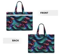 aeegda Sac fourre-tout en toile avec motif écailles de dragon magique en 3D, fournitures de bureau, réunion, week-end, escapade