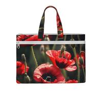aeegda Superbe sac fourre-tout en toile avec imprimé coquelicot rouge pour documents, fournitures de bureau, réunion, week-end, escapade
