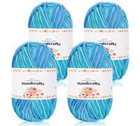 Aeelike 200g(4x50g) Laine Crochet Dégradé, Laine Layette Bebe Acrylique Multicolore pour Tricoter et Crocheter, Lot Pelote de Laine Acrylique 5 Ply pour Débutants, Professionnels, Bleu Marine