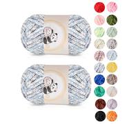 Aeelike 200g Fil Chenille Crochet, Soft Chunky Laine Chenille, Velvet Velouté Moelleux Pelote Chenille à Crocheter, Laine Chaude en Peluche pour Bonnets, écharpes, Couvertures, Rose Bleue