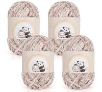 Aeelike 400g(4 x 100g) Chenille Laine à Tricoter, Soft Chunky Laine Chenille Crochet, Grosse Laine à Tricoter à la Main, Pelote Laine Grosse Maille Chaude pour Echarpes, Couvertures, Rose Panthère